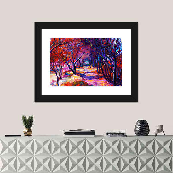 Sunlit Forest Path Canvas Wall Art