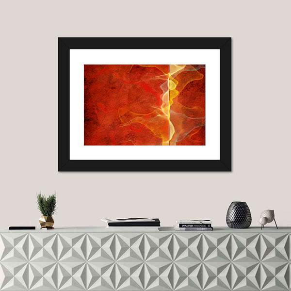 Fiery Marble Abstract in Red and Gold Canvas Wall Art