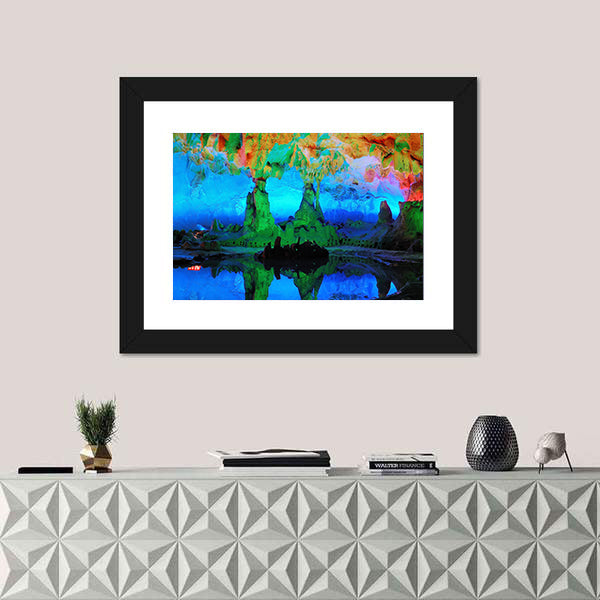 Guilin Limestone Cave with Reflective Pool Canvas Wall Art