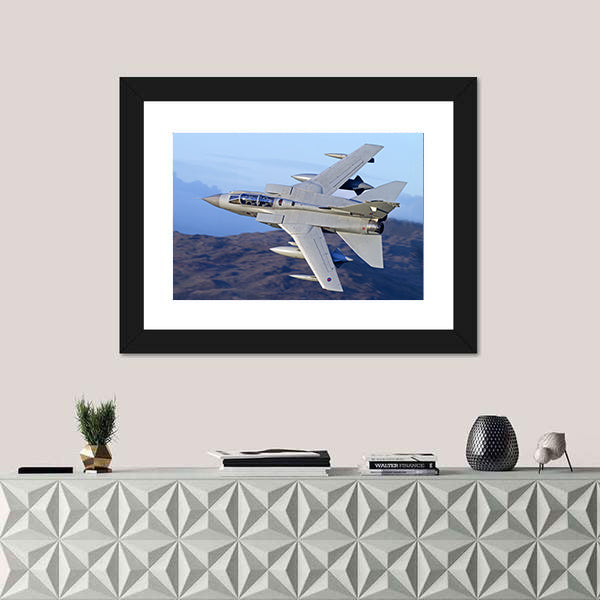 Tornado Gr4 Fighter Jet Over Mountains Canvas Wall Art