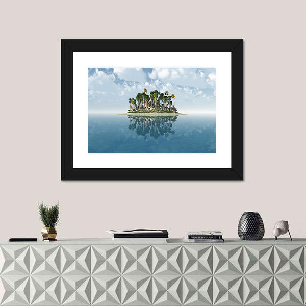 Tropical Island with Mirror Reflection Canvas Wall Art