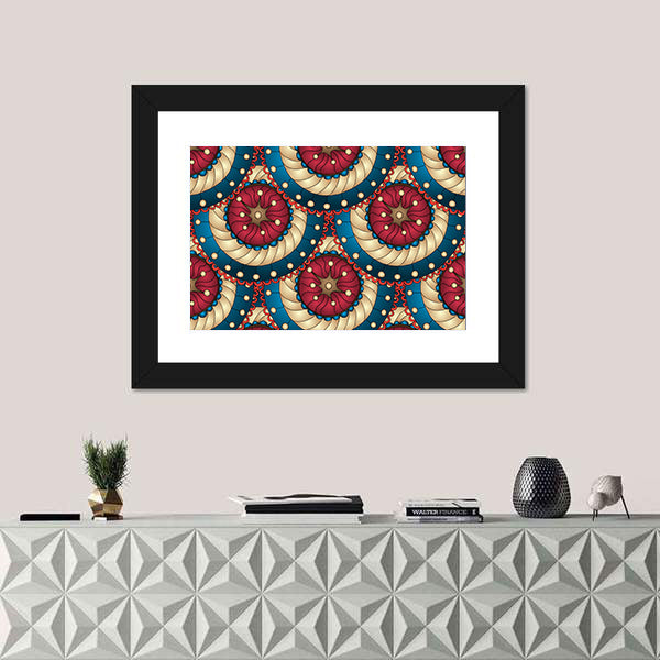 Blue and Gold Mandala Medallions Canvas Wall Art