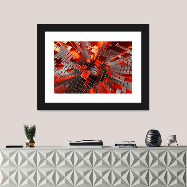 Futuristic Geometric City Blocks Abstract Canvas Wall Art