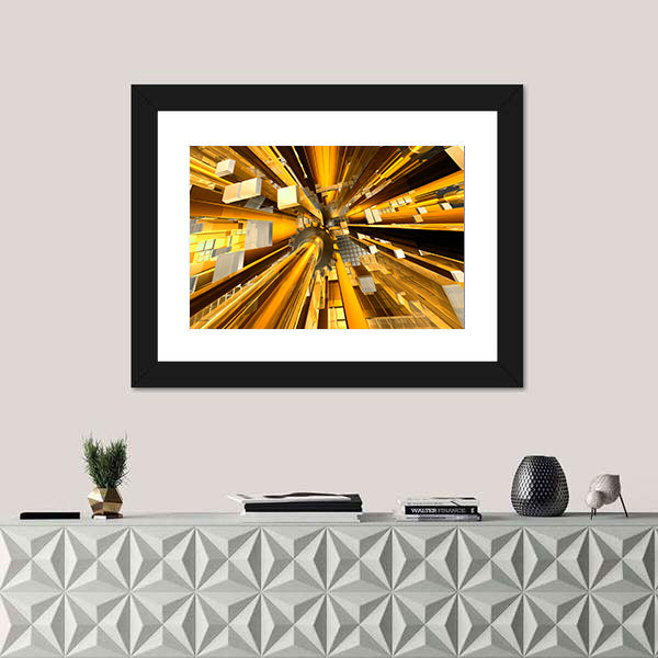 Golden Mechanical Hub Abstract Canvas Wall Art