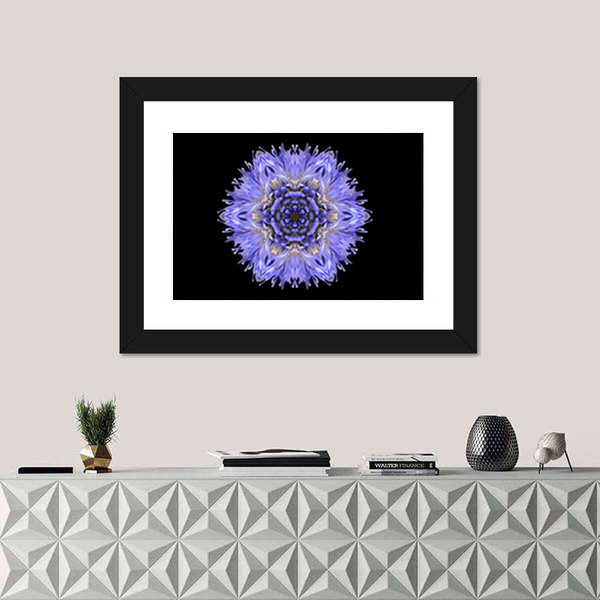Blue Mandala Cornflower Canvas Wall Art