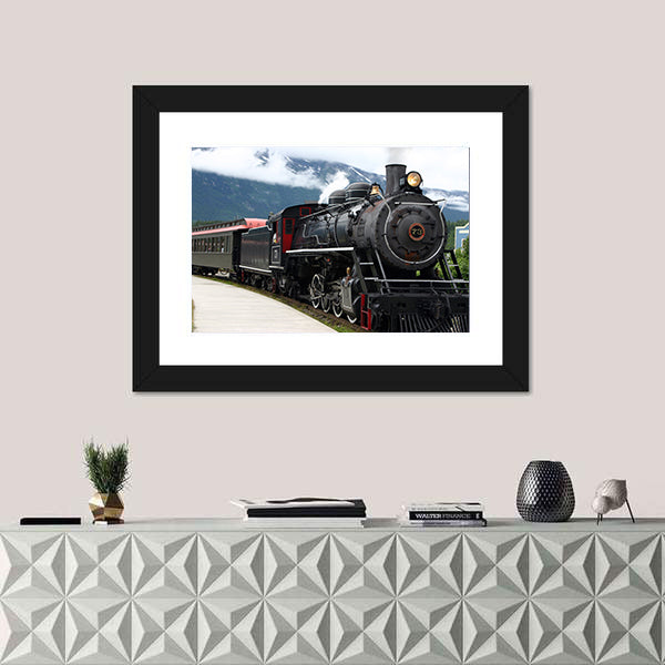 Number 73 Steam Locomotive Departing Station Canvas Wall Art