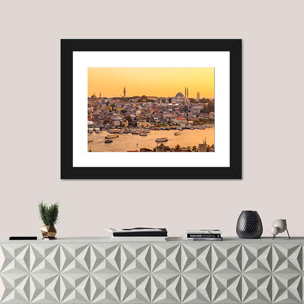 View On Golden Horn Bay From Galata Tower Canvas Wall Art