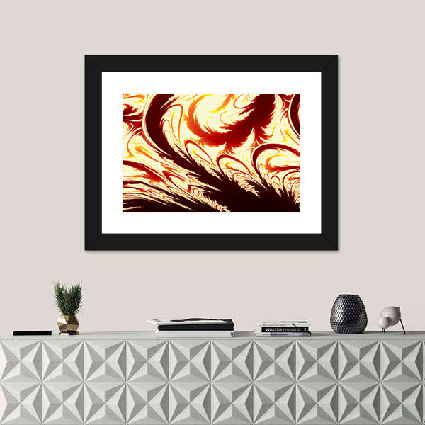 Fractal Flame Feather Illustration Canvas Wall Art