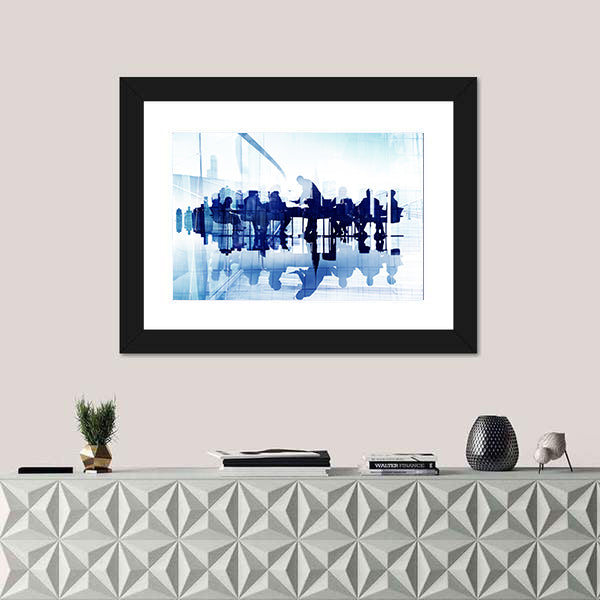Business Meeting Double Exposure Canvas Wall Art