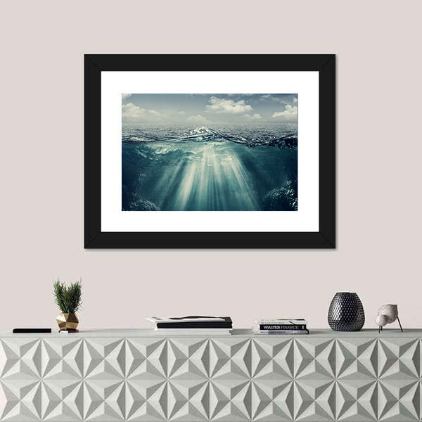 Split Perspective Underwater Ocean Landscape Canvas Wall Art