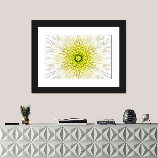 White Mandala Concentric Flower Canvas Wall Art
