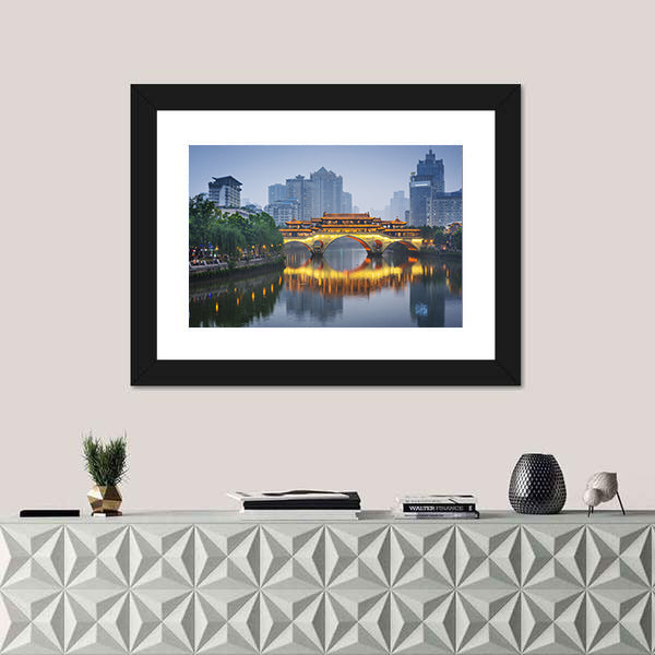 Anshun Bridge on Jin River Chengdu Canvas Wall Art