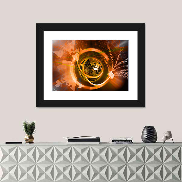 Wired Globe with Binary Code Canvas Wall Art