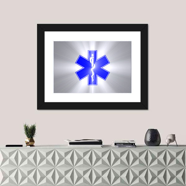 Star of Life with Rod of Asclepius Canvas Wall Art