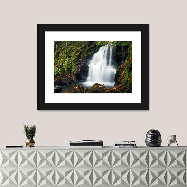 Tobermory Waterfall with Mossy Rocks Canvas Wall Art