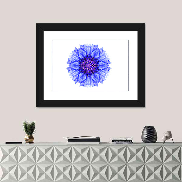 Blue Cornflower Mandala Canvas Wall Art