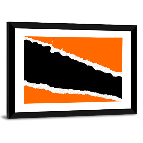 Torn Paper Abstract with Orange Fields Canvas Wall Art