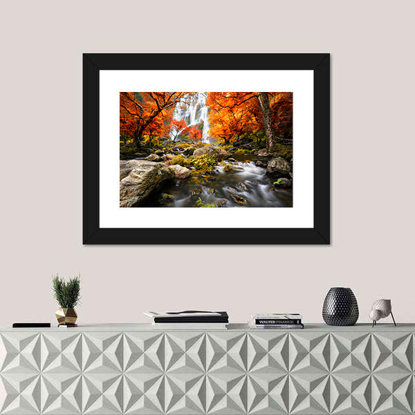 Autumn Waterfall In Kanchanaburi Thailand Canvas Wall Art