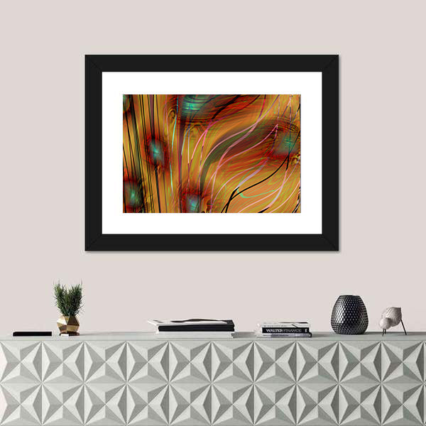Swirling Teal, Gold, and Pink Abstract Canvas Wall Art