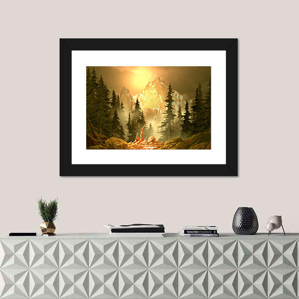 Mountain Stream at Golden Hour Canvas Wall Art