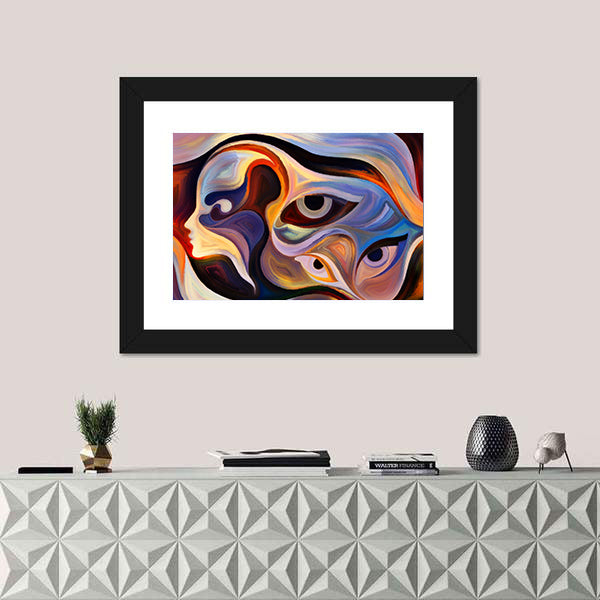 Abstract Human Profile with Eyes Canvas Wall Art
