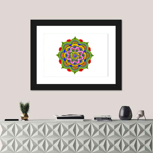Sacred Lotus Mandala Canvas Wall Art