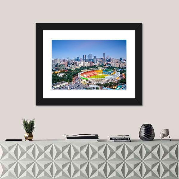 Stadium In Beijing Cityscape Canvas Wall Art