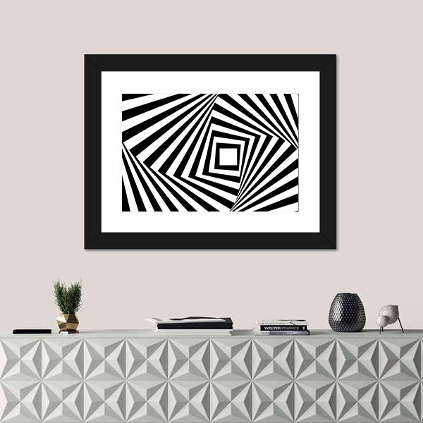 Black and White Concentric Squares Canvas Wall Art