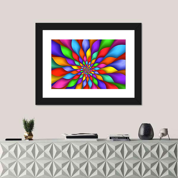Rainbow Petal Spiral Abstract Canvas Wall Art
