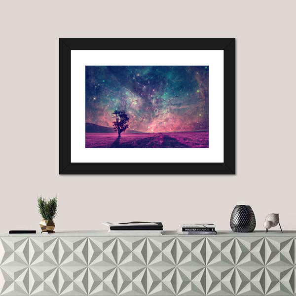 Alien Planet Nebula Silhouette Canvas Wall Art