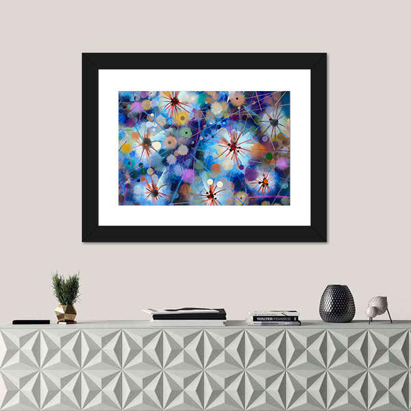 Abstract Watercolor Floral with Starburst Motifs Canvas Wall Art