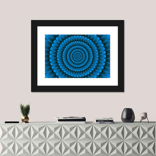 Blue Radial Floral Pattern Canvas Wall Art