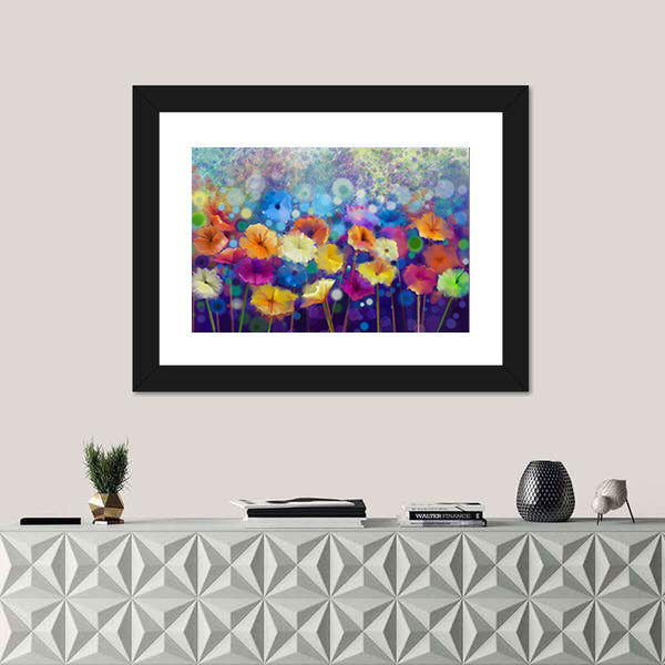 Colorful Watercolor Floral Meadow Canvas Wall Art