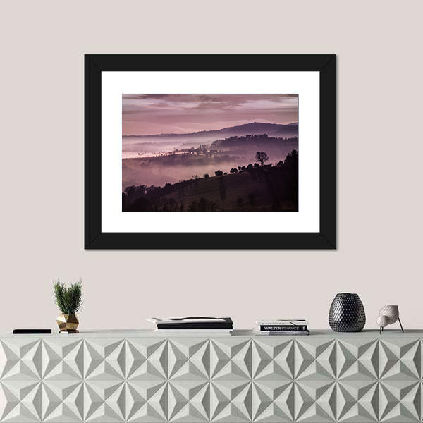 Purple Misty Hills at Dawn Canvas Wall Art