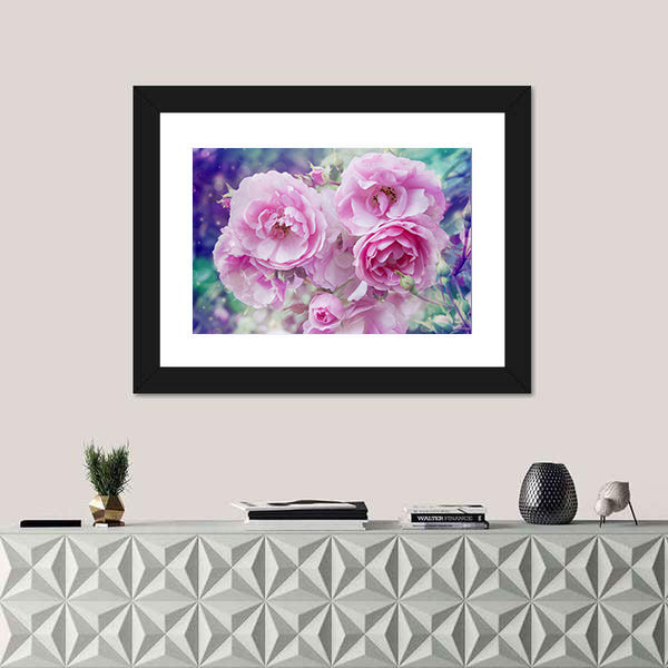 Romantic Pink Roses Close-up Canvas Wall Art