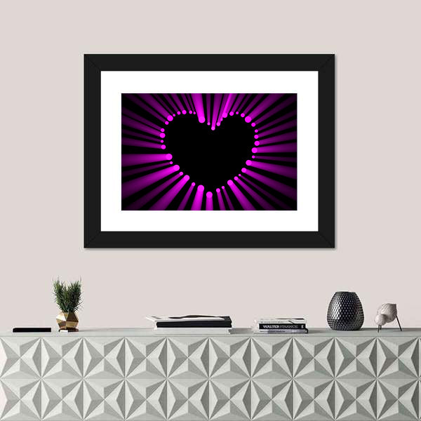 Magenta Heart with Radial Light Rays Canvas Wall Art