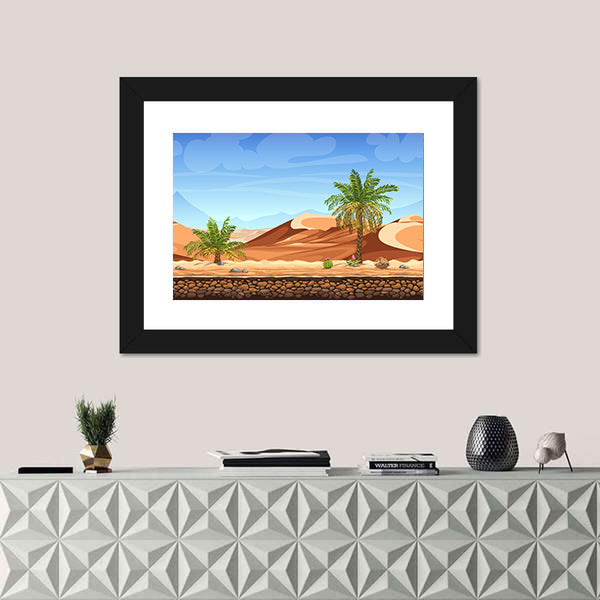 Desert Side-scrolling Game Scene Canvas Wall Art