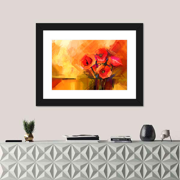 Abstract Red Poppy Bouquet Canvas Wall Art