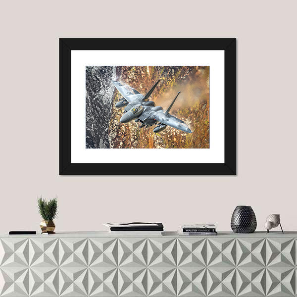 F-15 Fighter Jet Canyon Run Canvas Wall Art