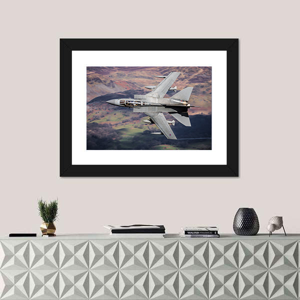 Panavia Tornado Over Mountainous Terrain Canvas Wall Art