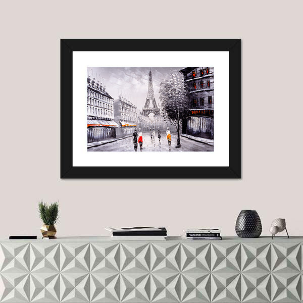 Paris Street Leading to the Eiffel Tower Canvas Wall Art