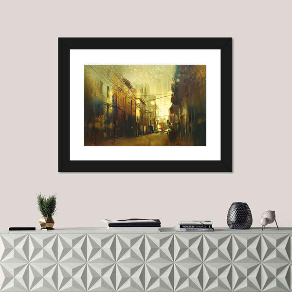 Urban Street at Golden Dusk Canvas Wall Art
