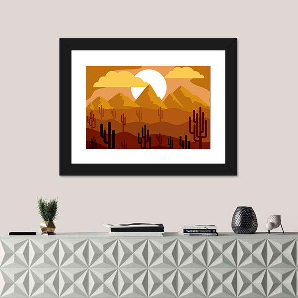 Desert Sunset with Saguaro Cacti Canvas Wall Art