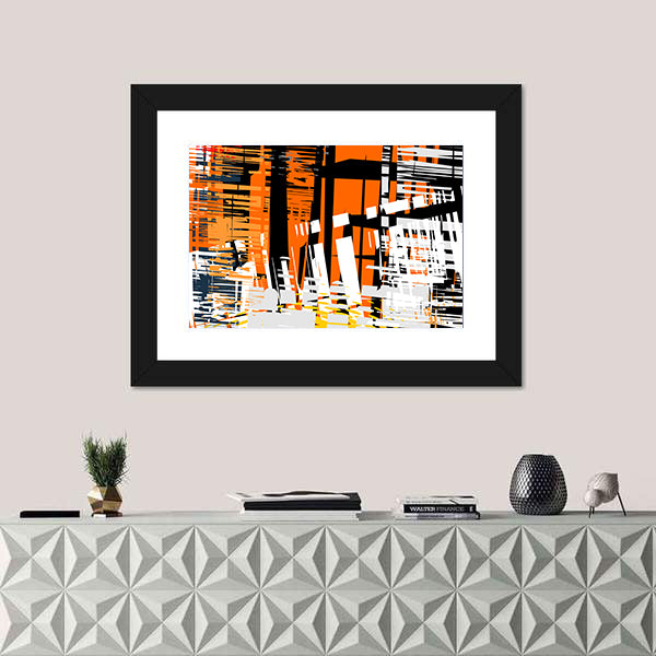 Gradient Grunge Abstract with Geometric Layers Canvas Wall Art