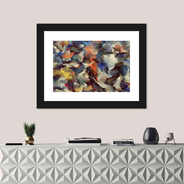 Colorful Retro Abstract Brushstroke Composition Canvas Wall Art