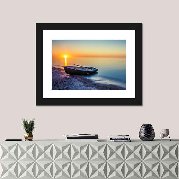 Sunset Rowboat Seascape Canvas Wall Art
