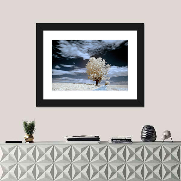 Alone Tree In Winter Canvas Wall Art