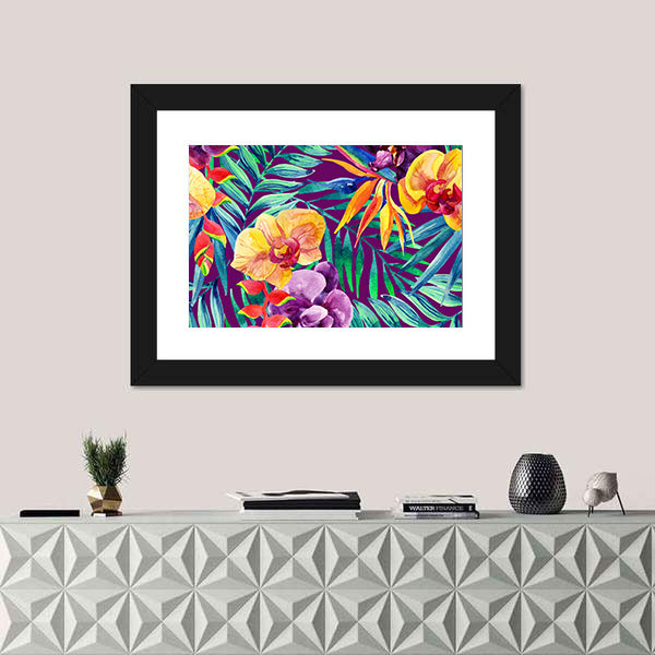 Tropical Jungle Watercolor Floral Canvas Wall Art