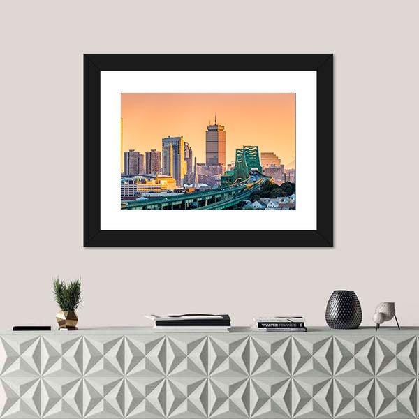 Tobin Bridge and Boston Skyline Canvas Wall Art