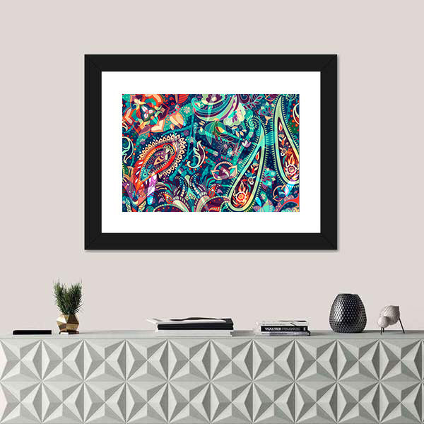 Colorful Boho Paisley Floral Canvas Wall Art